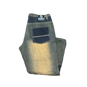 Vintage Y2K Enyce Faded Baggy Jeans Skater Bleached‎ 40x30 Crazy Wash Grunge